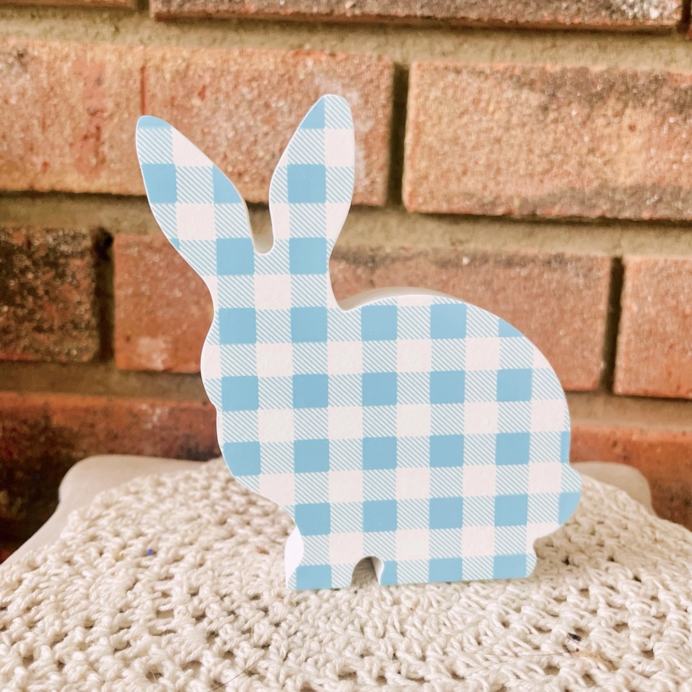 *Blue & White Buffalo Check Chunky Bunny